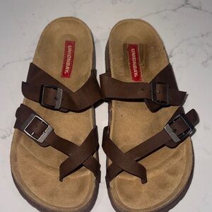 Brown Double Strap Sandals
